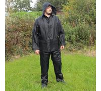 Giacca e pantaloni impermeabili Set Nero - Camping Hiking Survival Hooded New