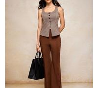 Giacca elegante con scollo quadrato, bottoni e decorazioni, in stile jacquard, aderente, per donna, adatta per l'autunno e l'inverno, look professionale e casual per l'ufficio SHEIN X House of One SHE