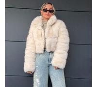 Giacca elegante corta con colletto morbido e soffice di ultima moda per le donne L,M,S,XSPelliccia finta