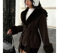 Giacca elegante e alla moda marrone caffè, adatta per uscite in autunno/inverno, per il ritorno a scuola e per l'uso quotidiano, abbigliamento invernale da donna L,M,S,XSColore unicoTessuto intrecciat