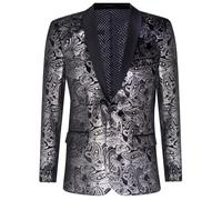 Giacca Elegante Uomo TruClothing.com Silver Paisley In Velluto Nero