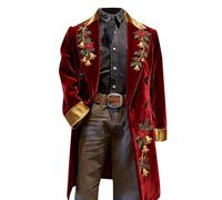 Giacca esterna da uomo con stampa di fiocchi di neve di Natale Slim Fit morbido colletto bottone velluto a coste cappotto lungo casual vacanze cappotti, Watermelon Red-c, S