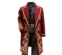 Giacca esterna stampata con albero di Natale per uomo Slim Fit morbido colletto bottone velluto a coste cappotto lungo carino grafica festa cappotti, Watermelon Red-c, 3XL