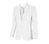 Giacca estiva da uomo in seersucker, aderente, casual, per matrimoni, balli studenteschi, traspirante, leggero, cappotto sportivo, bianco, L