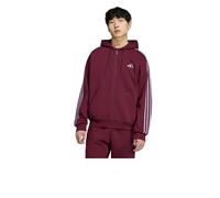 Giacca Felpa Cappuccio UOMO Adidas Amaranto Silver Ess 3-Stripes Fleece FZ HD