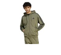 Giacca felpa cappuccio UOMO Adidas Verde oliva Ess 3-Stripes Fleece FZ HD