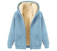 Giacca foderata in pile da donna - Cappotti invernali da donna con cerniera completa, felpa in tinta unita calda invernale con cappuccio tinta unita accogliente giacca morbida con cappuccio tinta