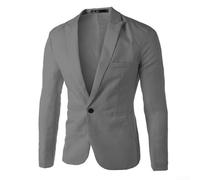 Giacca formale slim fit con bottoni, da uomo, per lavoro, casual, in misto cotone, ideale per riunioni ed eventi in ufficio (XL grigio)