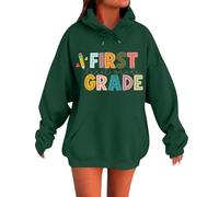 Giacca francese da donna e ragazza, alla moda, per autunno e inverno, pullover con cappuccio per il primo giorno di scuola, felpa da insegnante, felpe grafiche con tasche con lettere stampate a
