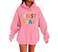Giacca francese da donna e ragazza, alla moda, per autunno e inverno, pullover con cappuccio per il primo giorno di scuola, felpa da insegnante, felpe grafiche con tasche con lettere stampate a