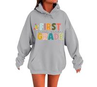 Giacca francese da donna e ragazza, alla moda, per autunno e inverno, pullover con cappuccio per il primo giorno di scuola, felpa da insegnante, felpe grafiche con tasche con lettere stampate a