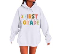 Giacca francese da donna e ragazza, alla moda, per autunno e inverno, pullover con cappuccio per il primo giorno di scuola, felpa da insegnante, felpe grafiche con tasche con lettere stampate a
