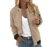 Giacca funzionale da donna per le mezze stagioni, a vento, in softshell, per escursionismo e attività all'aperto, A009 cachi, L