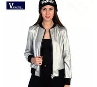 Giacca giubbetto giubbino donna silver argento pelle sintetica morbido g183