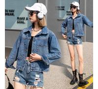 Giacca Giubbino Donna Con Tasche Trucker Azzurro Blu Over Jeans Denim 788112