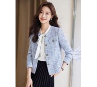 Giacca Giubbino Donna In Tweed Maniche Corte Coco Mademoiselle Blu 78968