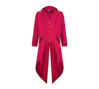 Giacca gotica da uomo, cappotto steampunk, vestibilità larga, classico, rosso, medievale, ricamo, cortile vittoriano, rock, tuxedo teatro, performance, pirata, costume da Halloween