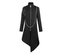 Giacca gotica punk da uomo, costume medievale rinascimentale, per cosplay, stile letterario vintage, per Halloween, giochi di ruolo, travestimento gotico, per eventi cosplay, Nero , L