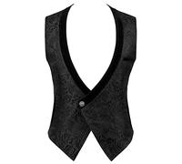 Giacca gotica steampunk da uomo in stile medievale, frac, cappotto, gilet gotico da uomo, slim fit, giacca da cerimonia, da festa, in pelle gotica, steampunk, per Halloween, kilt da utilità, C nero