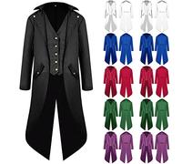Giacca Gotico Uomo Vendita, Cappotto Gotico Uomo Risvolto Tailcoat Jacket Vintage Steampunk Frack Cappotti con Bottoni Costumi da Gentiluomo Vittoriano Uniforme per Carnevale Halloween Costume