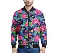 Giacca Hawaii Leaf con Stampa 101D Giacche Bomber da Uomo Casual con Collo Alto e Maniche Lunghe, Felpe Colorate con Motivi Fantasia
