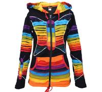 Giacca Hippie Funky Boho Glam Con Strappi A Farfalla Arcobaleno Nera Da Donna