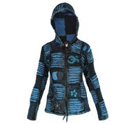 Giacca Hoodie Pixie In Cotone Stonewashed Hippie Gotico Emo Funky Patchwork Om