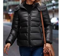 Giacca imbottita con cappuccio da donna, corta, capospalla, isolante, calda ed essenziale, con chiusura a cerniera. Arricchisci la tua collezione per la stagione fredda con questo comodo e affidabile 