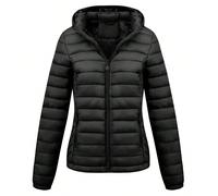 Giacca imbottita da donna Risissida, adatta per l'autunno/inverno, minimale, per uso all'aperto, con cappuccio, giubbotto trapuntato con tasche, antivento e casual L,M,S,XL,XS,XXL,XXXLColore unicoTess