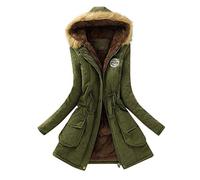Giacca Imbottita Donna con Cappuccio, Giaccone Invernale Donna Caldo Cappotti Imbottita con Cappuccio Antivento Media Lugghezza Tinta Unita Giubbino con Cerniera E Tasche Outdoor Viaggio