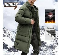 Giacca imbottita lunga e spessa da uomo, cappotto invernale, felpa con cappuccio casual, stile retrò da strada, campagna hip hop, all'aperto, fitness OOTD, tasche con cerniera, comoda, essenziale per 