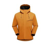 Giacca impermeabile da donna, cappotto con cappuccio, tinta unita, antivento, da donna, impermeabile, con coulisse leggera, cappotti impermeabili lunghi con tasche, campeggio escursionismo, arancione