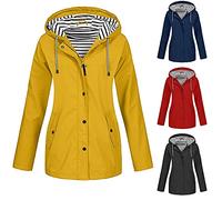 Giacca impermeabile da donna con cappuccio, antivento da donna, taglia grande, autunno e inverno, antivento, casual, protezione solare, tuta cerata, giacca con cerniera 2025 nuova tuta Top, giallo, M