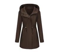 Giacca impermeabile da donna, con cappuccio, giacca sportiva da donna, con tasca, cappotto leggero, giacche comode per alpinismo, cappotti a vento, giacca alla moda, felpa con zip, marrone, XXL