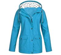 Giacca impermeabile da donna, con cappuccio, giacca sportiva da donna, con tasca, cappotto leggero, giacche comode per alpinismo, cappotti a vento, giacca alla moda, felpa con zip, Blu cielo., S