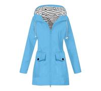 Giacca impermeabile da donna, con cappuccio, giacca sportiva da donna, con tasca, cappotto leggero, giacche comode per alpinismo, cappotti a vento, giacca alla moda, felpa con zip, Blu cielo., XXL