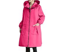 Giacca impermeabile da donna da viaggio impermeabile a vento lungo leggero con cappuccio trench antivento traspirante poncho pioggia lunga con tasche moto cappotto pioggia per montagna trekking, rosa