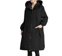 Giacca impermeabile da donna da viaggio impermeabile a vento lungo leggero con cappuccio trench antivento traspirante poncho pioggia lunga con tasche moto cappotto pioggia per montagna trekking, Nero