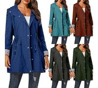 Giacca impermeabile da donna Giacche in vita da donna Giacca impermeabile lunga leggera sottile Giacche estive con cappuccio Trench Coat Escursionismo Campeggio Activewear Camminare Arrampicata Giacca