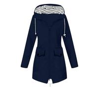 Giacca impermeabile da donna, impermeabile, lunga, per le mezze stagioni, elegante, calda, casual, con cappuccio, softshell, giacca a vento, giacca a vento, giacca per tutti i giorni, giacca