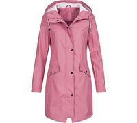 Giacca impermeabile da donna, leggera, con cappuccio, giacca a vento con cerniera, con cappuccio, rosa, 4XL