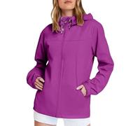 Giacca impermeabile da donna per sport all'aria aperta, con cappuccio, giacca a vento da donna, alla moda, casual, per autunno e inverno, impermeabile, Lilla, 5XL