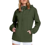 Giacca impermeabile da donna per sport all'aria aperta, con cappuccio, giacca a vento da donna, alla moda, casual, per autunno e inverno, impermeabile, verde, 5XL
