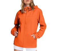 Giacca impermeabile da donna per sport all'aria aperta, con cappuccio, giacca a vento da donna, alla moda, casual, per autunno e inverno, impermeabile, Colore: arancione., XXL