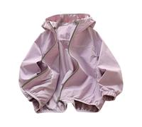 Giacca impermeabile da ragazza, con cerniera intera, in softshell, con cappuccio, leggera, traspirante, antivento, impermeabile, per tempo umido, viaggi, scuola, molteplici occasioni, età 4-15 anni