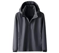 Giacca impermeabile da uomo, 7 pezzi, taglie forti, giacca a vento da uomo, sottile, con cappuccio, antivento, per le mezze stagioni, ultraleggera, giacca a vento classica, da escursionismo, grigio