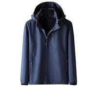 Giacca impermeabile da uomo, 7 pezzi, taglie forti, giacca a vento da uomo, sottile, con cappuccio, antivento, per le mezze stagioni, ultraleggera, giacca a vento classica, da escursionismo, Blu scuro