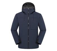 Giacca impermeabile da uomo con cappuccio, giacca da lavoro a maniche lunghe, con cerniera, giacca da esterno, tinta unita, impermeabile, con cappuccio regolabile, in softshell, giacca a vento