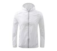 Giacca impermeabile da uomo, leggera, impermeabile, parka antipioggia da uomo, colore blu, protezione solare, giacca a vento in tinta unita, traspirante, per le mezze stagioni, taglie grandi, con