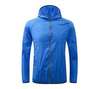 Giacca impermeabile da uomo, leggera, impermeabile, parka antipioggia da uomo, colore blu, protezione solare, giacca a vento in tinta unita, traspirante, per le mezze stagioni, taglie grandi, con
